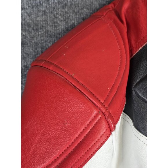 Joe Rocket Leather Motorcycle Jacket Mens 52 Red Black White Racing Armored - Picture 4 of 13